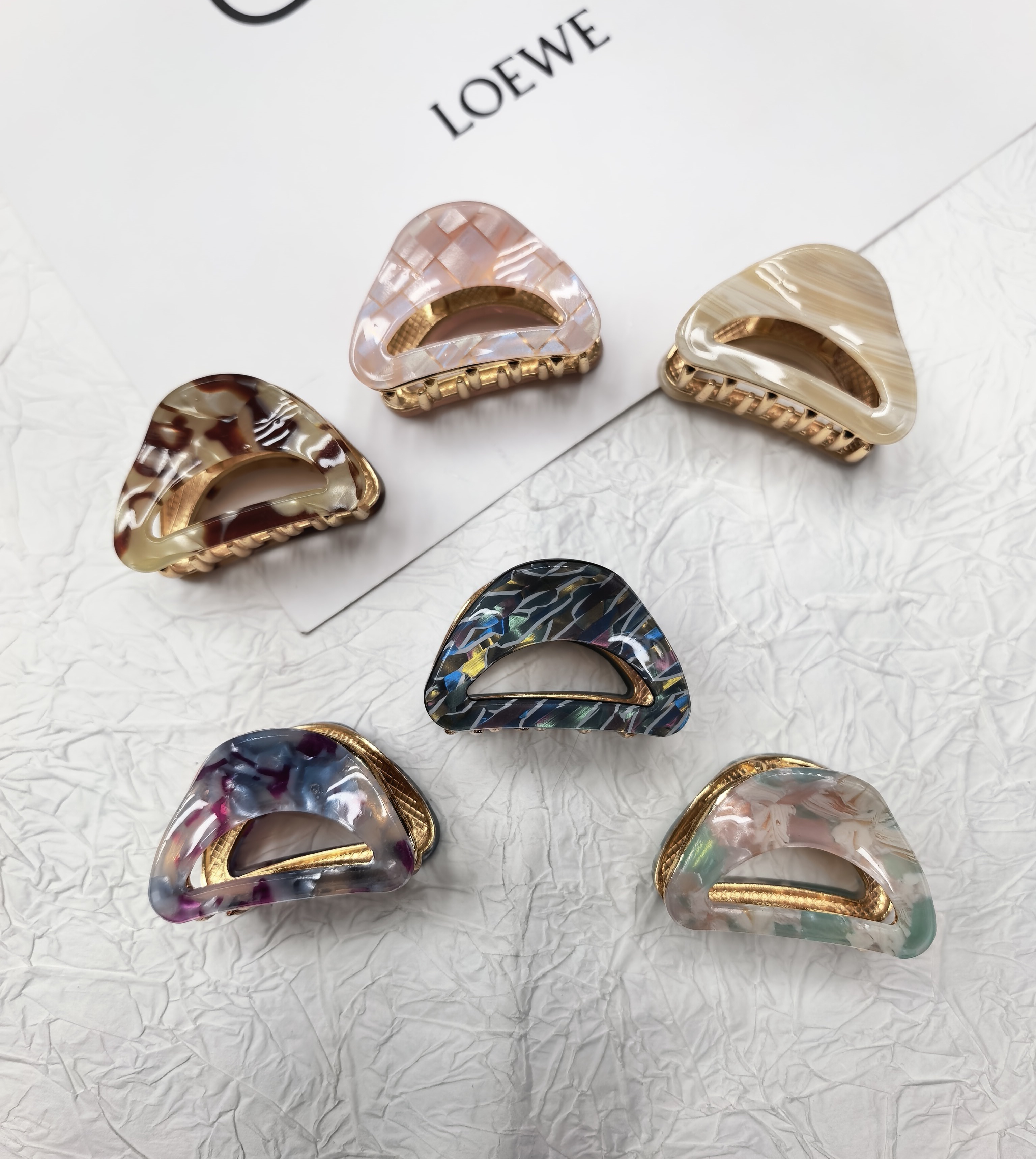 YD French retro semi-round small gripper, semi-tied hairpin, high-end shark clip, acetate alloy style hair clip