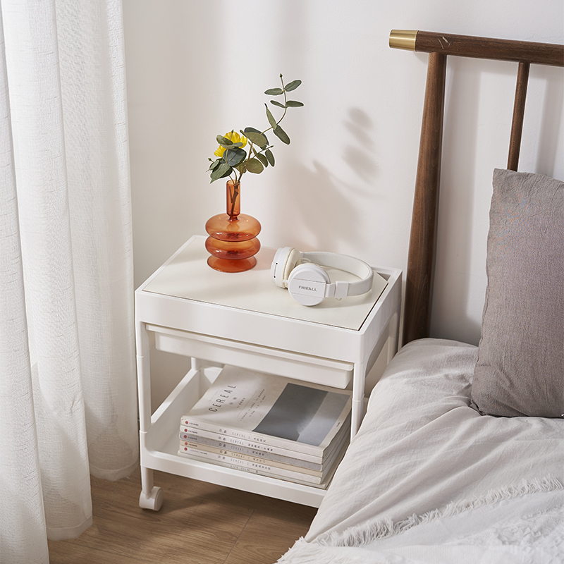 【CL】26Q3#6653 Multi-functional bedside table wooden storage rack, coffee machine storage rack, kitchen and bathroom organizing rack, household storage supplies Application Scenario