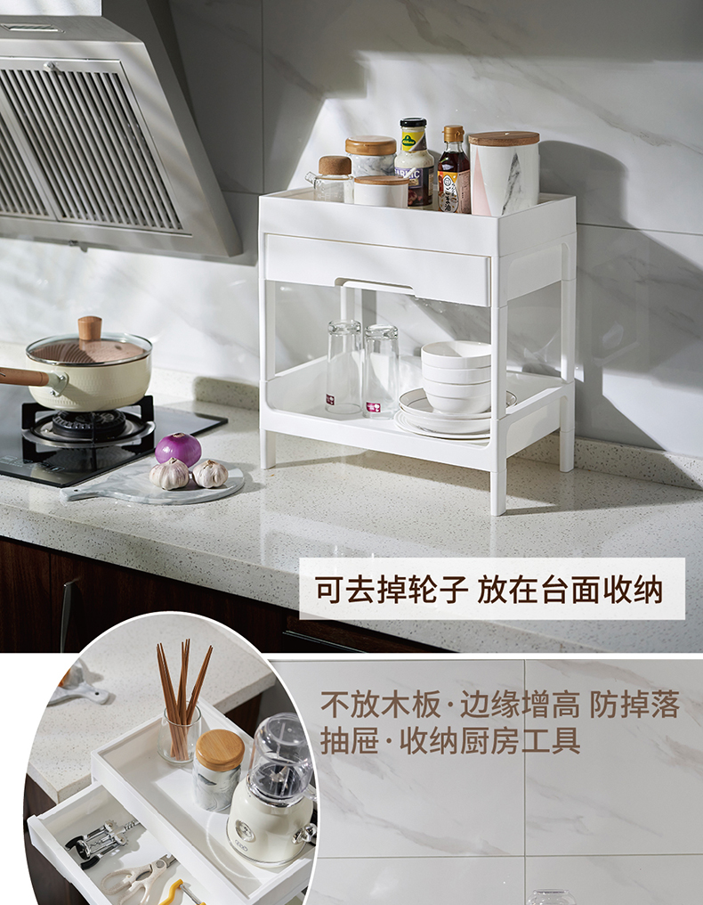 [CL] 26Q3#6653 multifuncional mesilla de noche estante de almacenamiento de madera estante de cafetera estante de cocina organizador de baño suministros de almacenamiento para el hogar pic 9