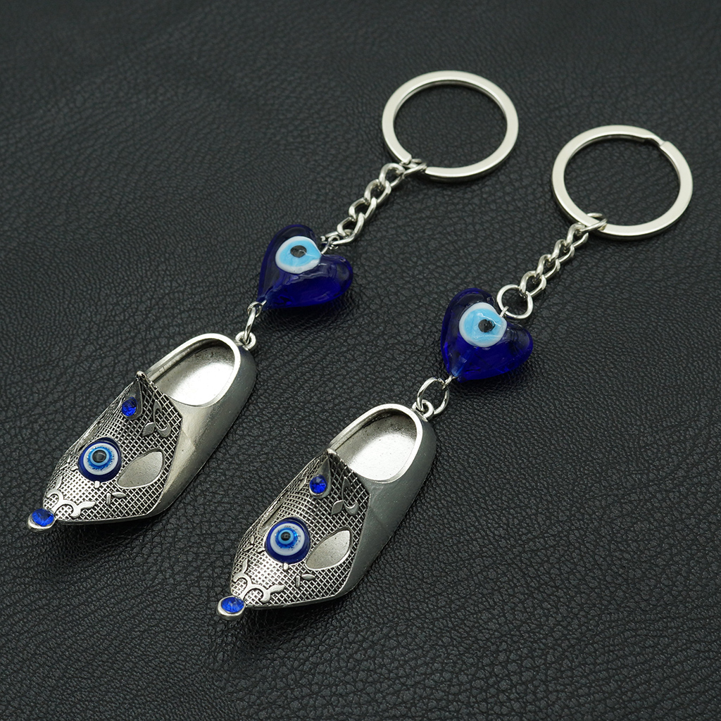 Shoe-shaped glass handcrafted blue eye jewelry keychain pendant WZXN clothing accessories evileyes Specification image