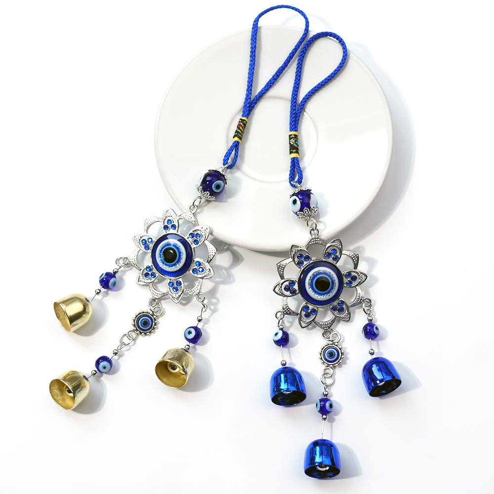 Blue Eye metal wind chime pendant, Evil Eye accessory pendant, car hanging, home decoration pendant, customizable Siyao accessory evileyes details Picture