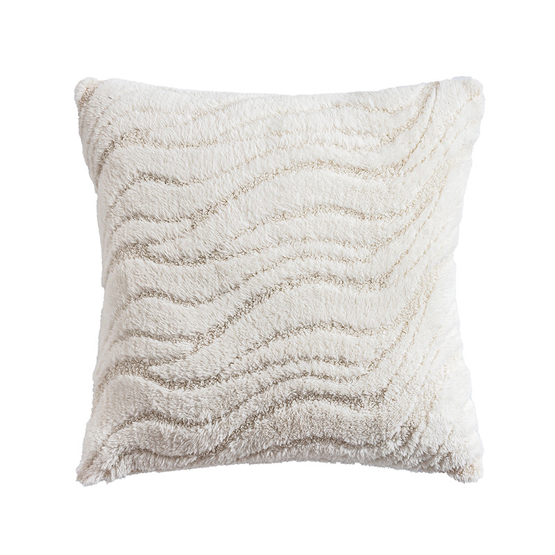 Amazon ins wind imitación de lana de conejo rayas cojín de almohada sofá de sala de estar cojín de asiento cabecera cojín de cama respaldo respaldo almohada de felpa cojín hogar cálido cojín transfronterizo - 5