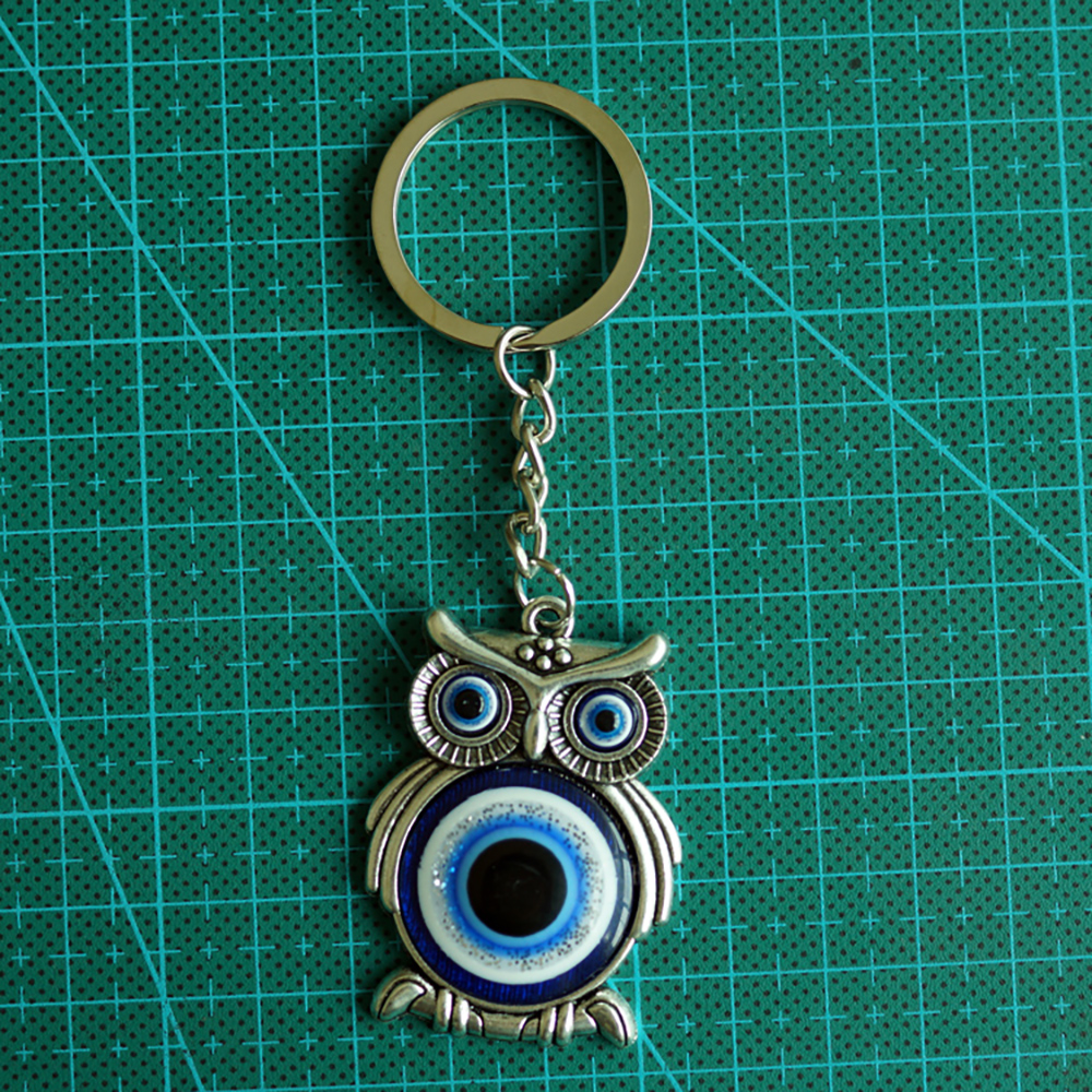 Greek and Turkish blue eye keychain accessory, alloy owl 10CM pendant, modifiable and customizable, available in stock SIYAO ACCESSORIES details Picture