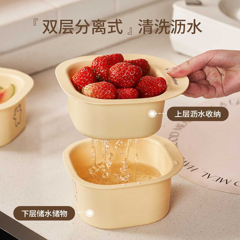 W56-TB-2473 Mini Double-layer draining basket for Washing fruits 2025 New household coffee table ins air filter basket