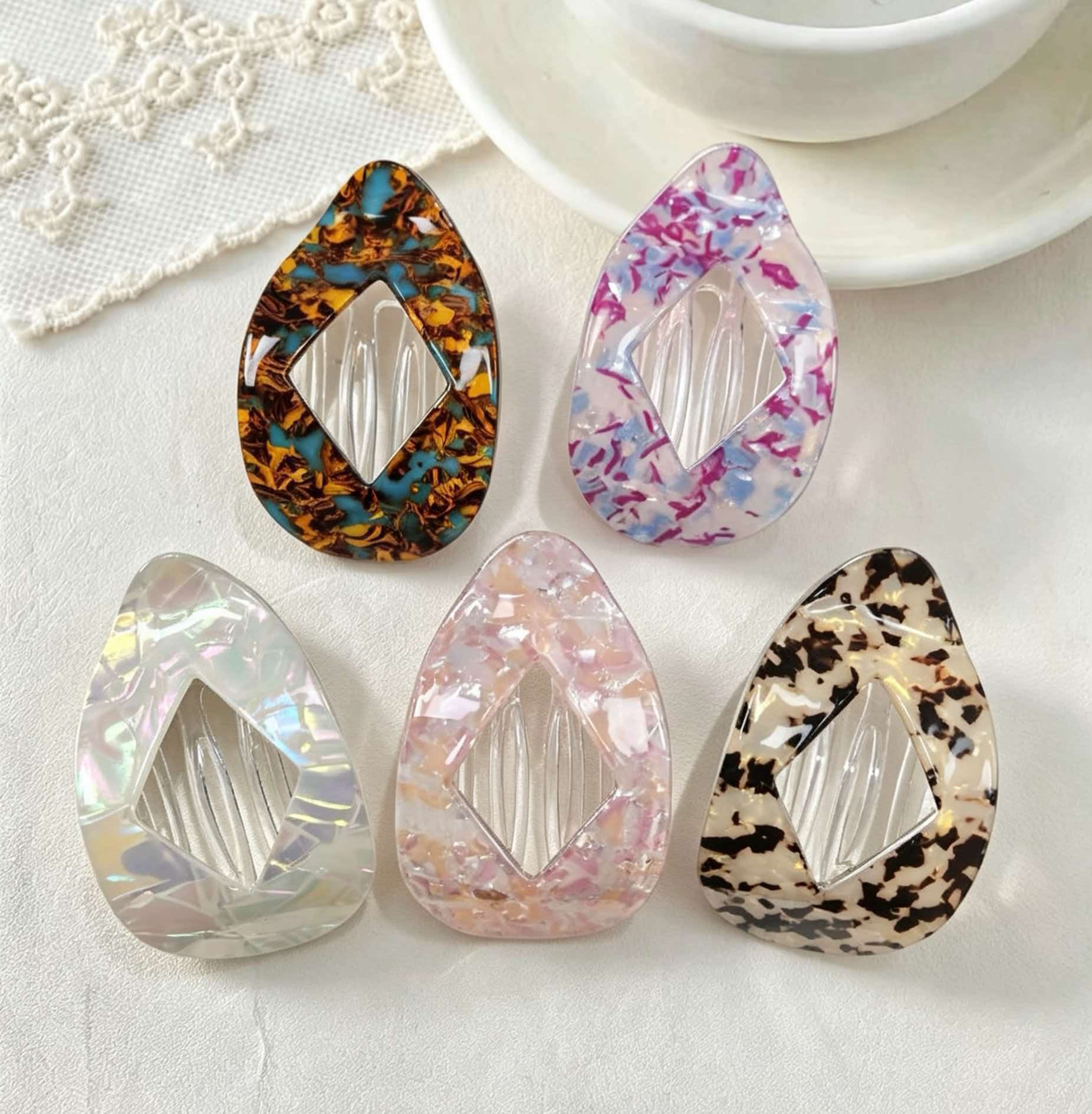 New high-end diamond-shaped hairpin for women, a shark hairpin for the back of the head, and a hairpin for high hair volume
