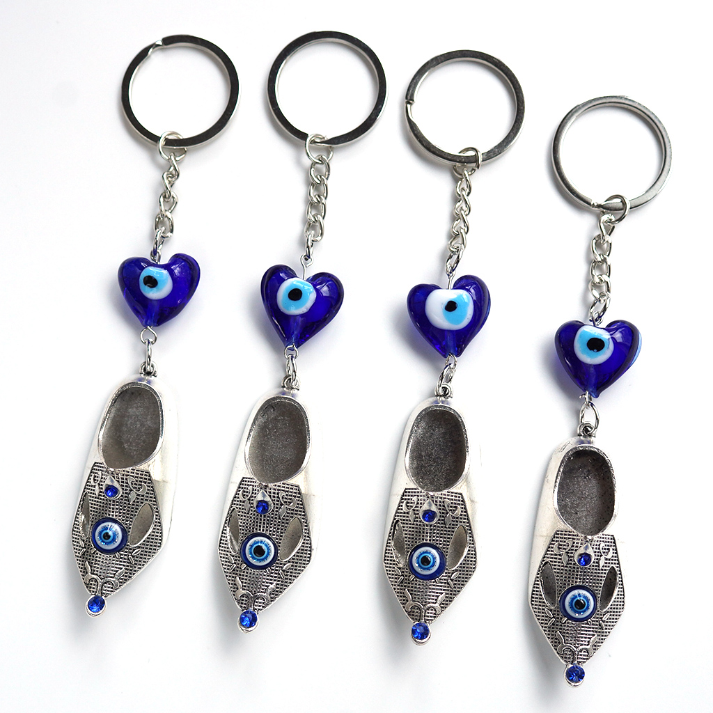 Shoe-shaped glass handcrafted blue eye jewelry keychain pendant WZXN clothing accessories evileyes