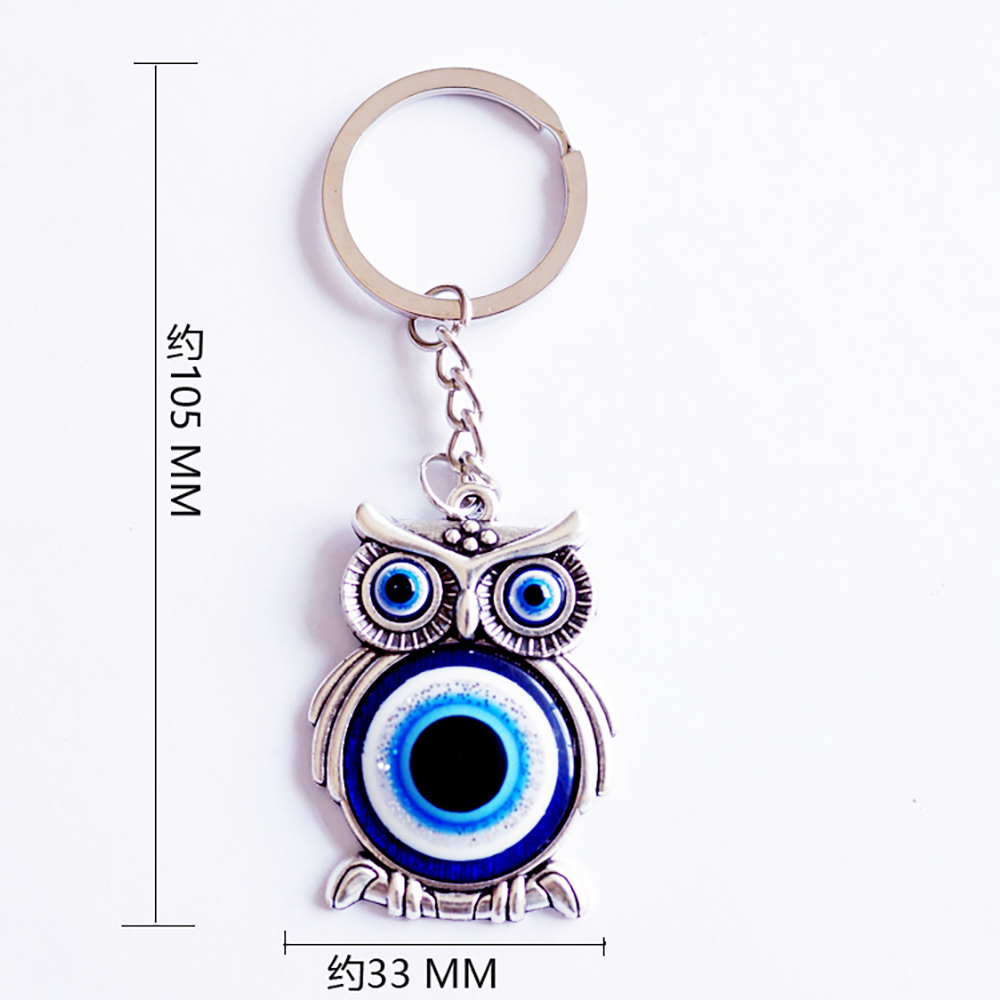 Greek and Turkish blue eye keychain accessory, alloy owl 10CM pendant, modifiable and customizable, available in stock SIYAO ACCESSORIES Application Scenario
