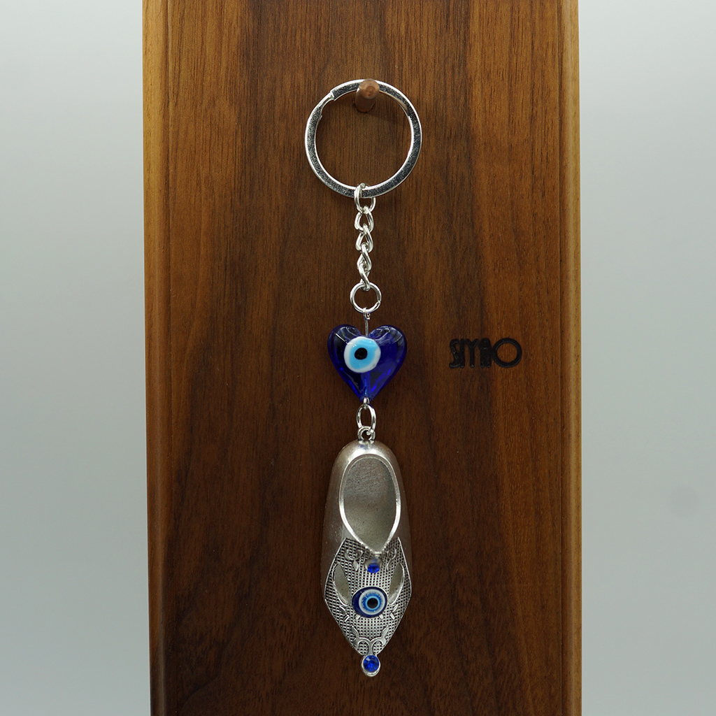 Shoe-shaped glass handcrafted blue eye jewelry keychain pendant WZXN clothing accessories evileyes details Picture