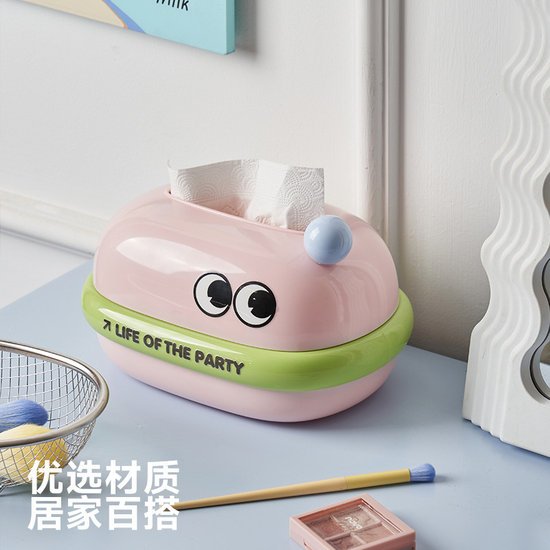 J06-7083 Desktop Tissue box, high appearance level tissue box, creative magnetic opening and closing spring adjustable tissue box
