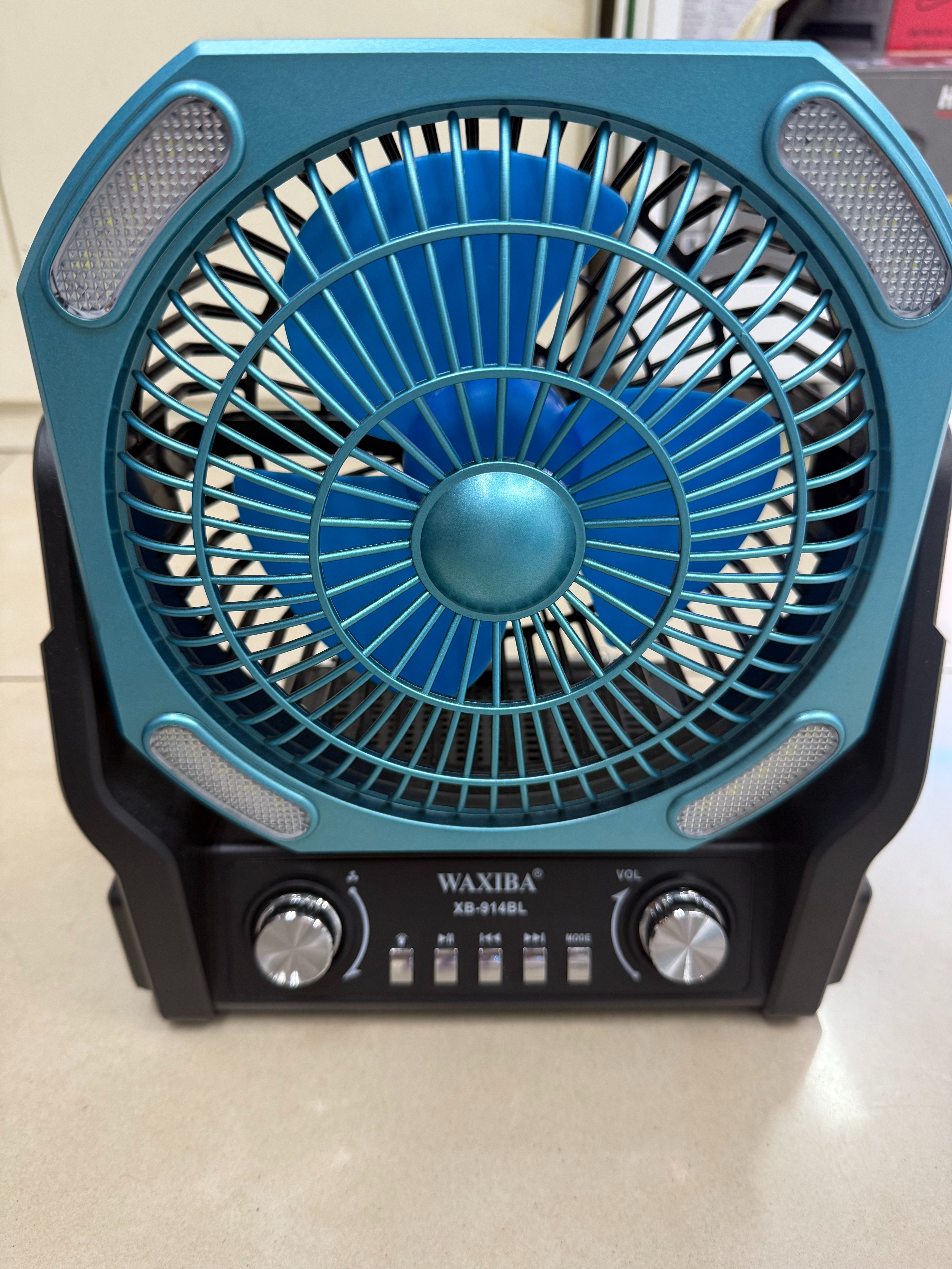 XB-914BL solar fan radio Bluetooth speaker with light illumination, multi-functional desktop ornament, USB music, TF card for playing music, used by the elderly for charging, discharging, cooling, heat dissipation and blowing details Picture