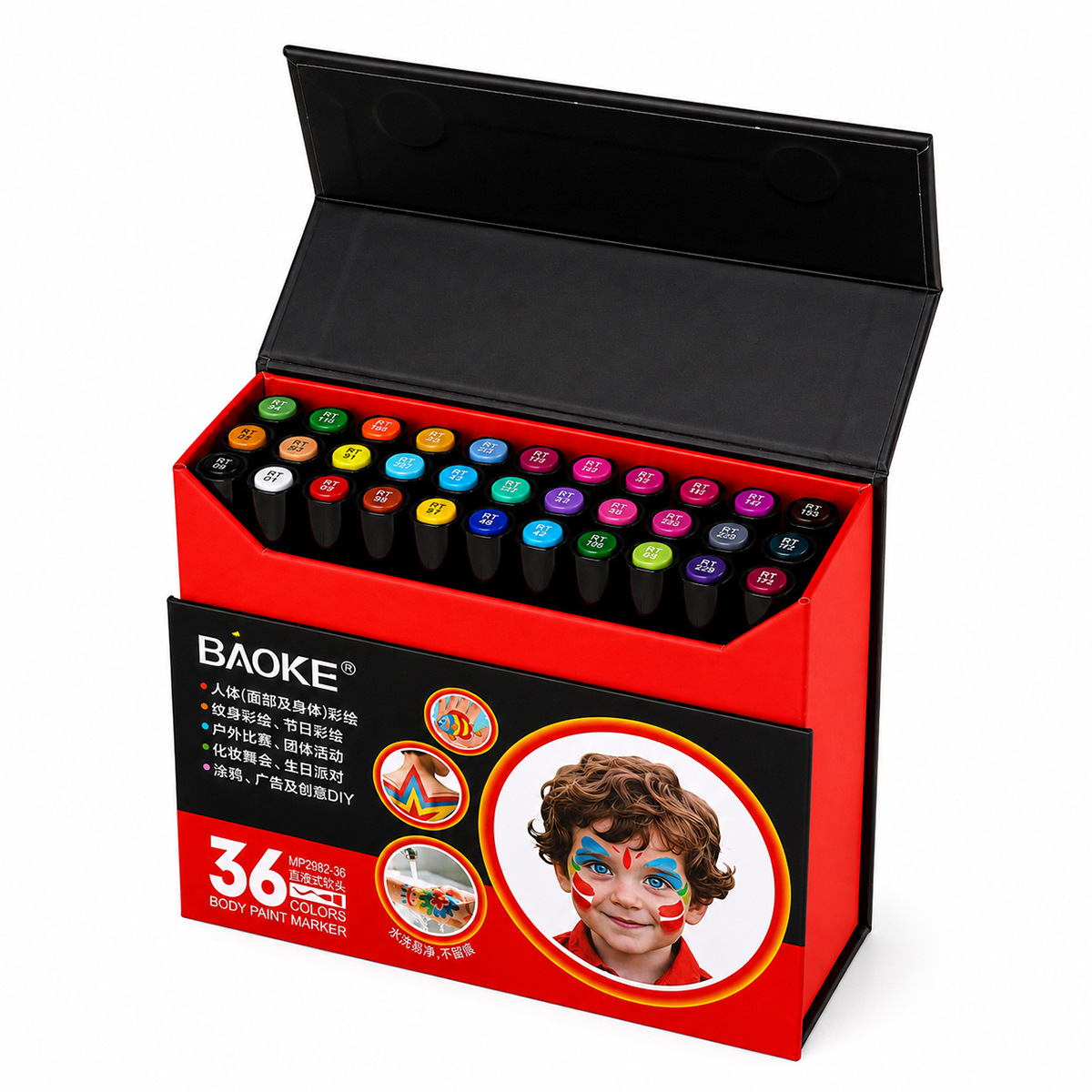 Pok MP2982 body painting pen, washable facial skin graffiti pen, Party Christmas makeup marker pen Item Picture