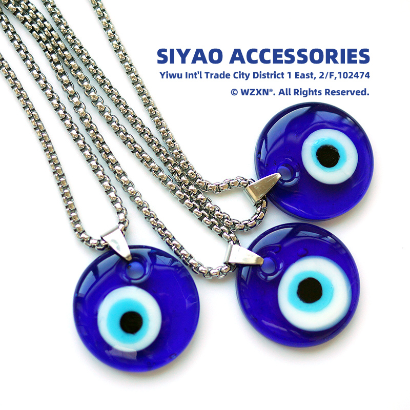 Siyao Accessories' blue Evil Eye pendant, stainless steel chain necklace, Devil's Eye accessory manufacturer can customize EVIL Eye Application Scenario