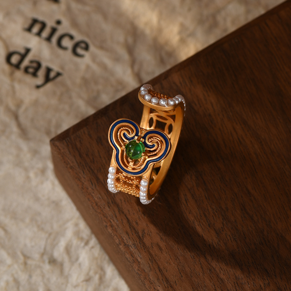 Nuevo estilo chino vintage estilo de seda estilo nacional multi-gemas incrustado todos los días anillo versátil Specification image