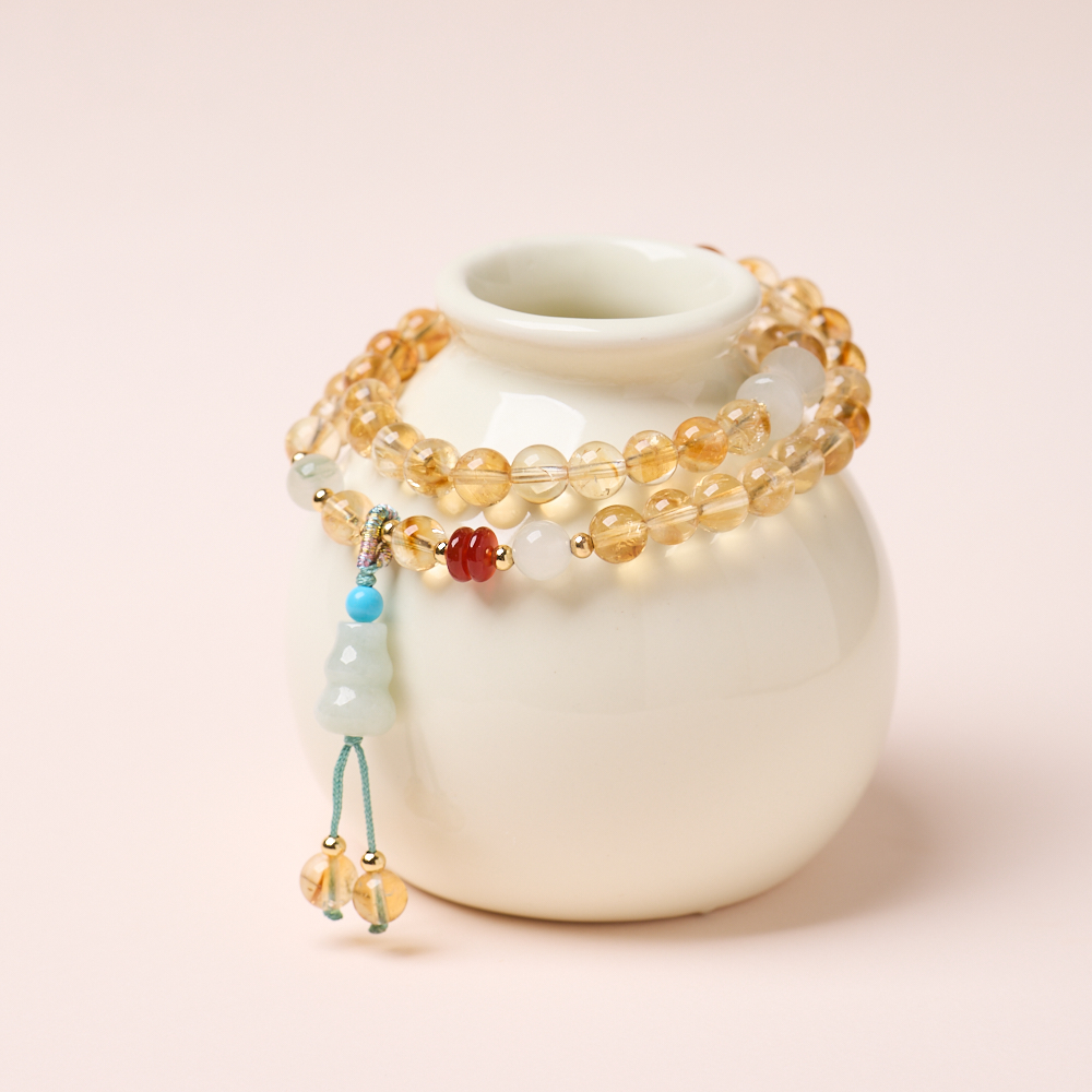 【 Yajinpei Jewelry 】6mm Natural Crystal Yellow crystal bracelet design, fashionable bracelet and accessory, simple and versatile, trendy bracelet and accessory Application Scenario