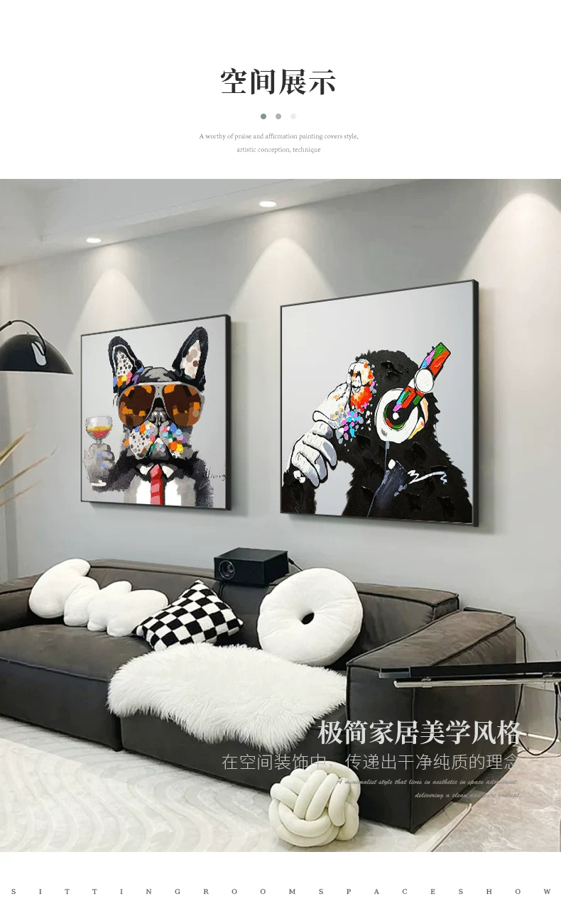 手工手绘油画玄关装饰画现代简约美式挂画男孩房间卧室儿童房卡通详情8