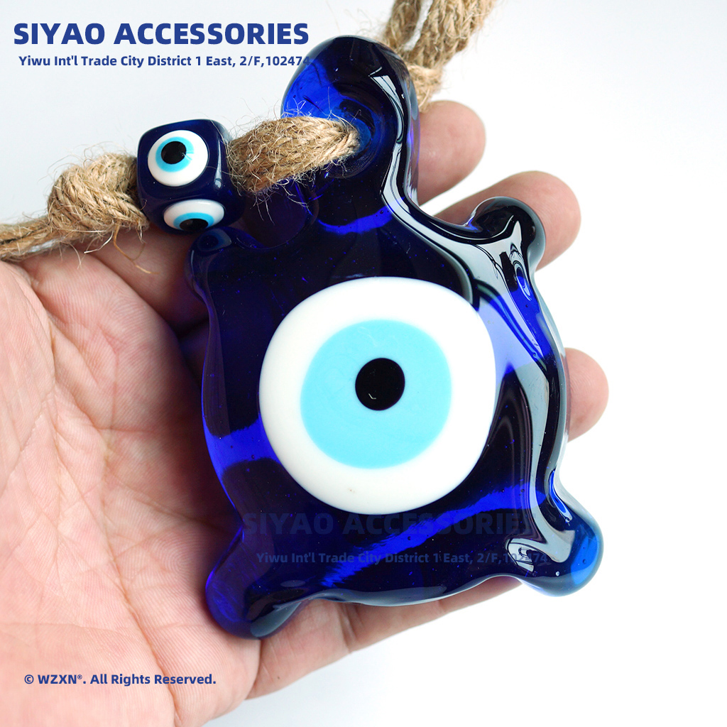 Blue-eyed glass ornaments, ocean fish, Devil's eye, home office wall decoration, evil eye pendant SIYAONazar details Picture