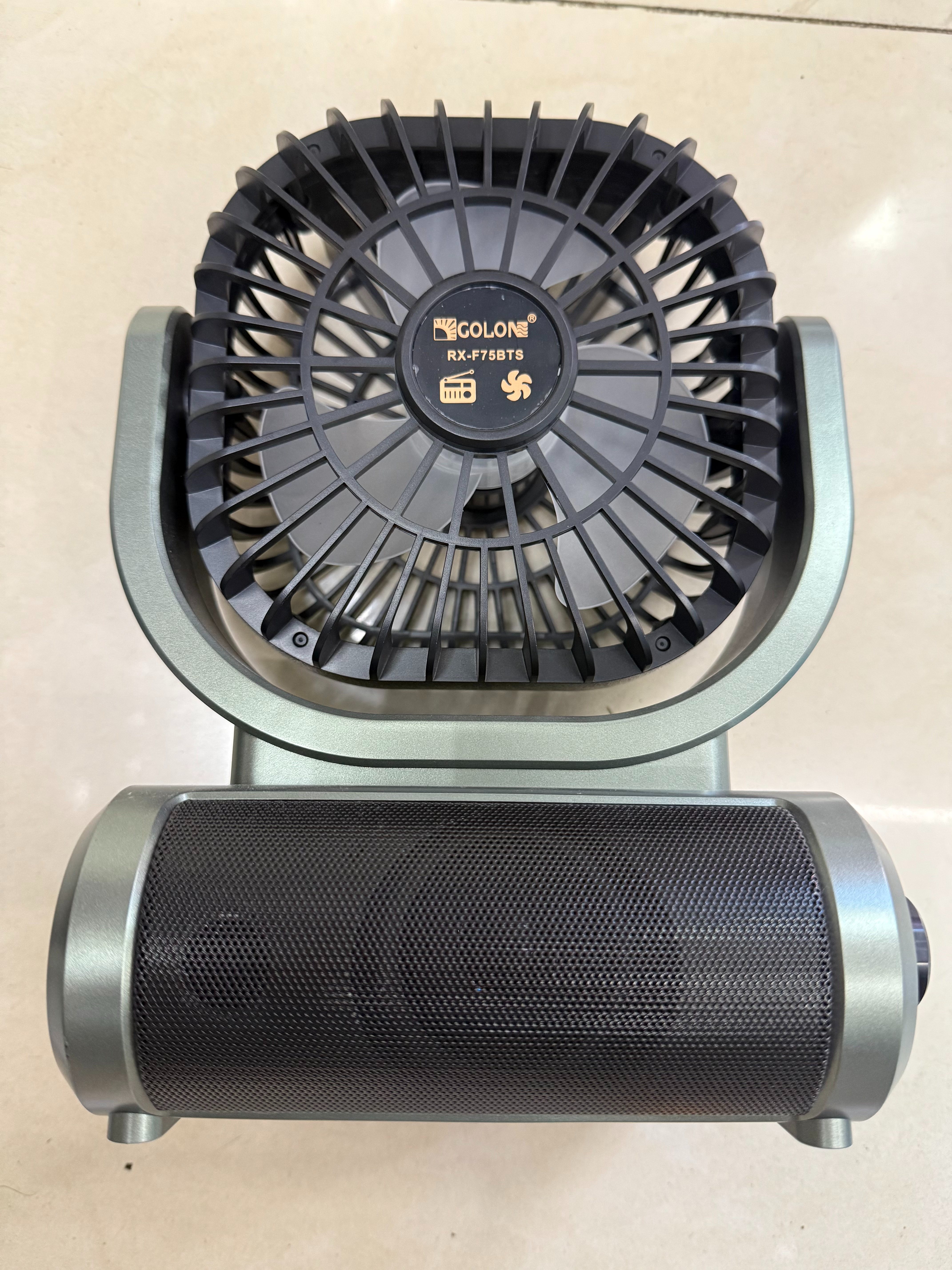 RX-F75BTS solar fan, radio, Bluetooth speaker, multi-functional desktop ornament, USB music, TF card for playing music, used by the elderly for charging, cooling, heat dissipation and blowing