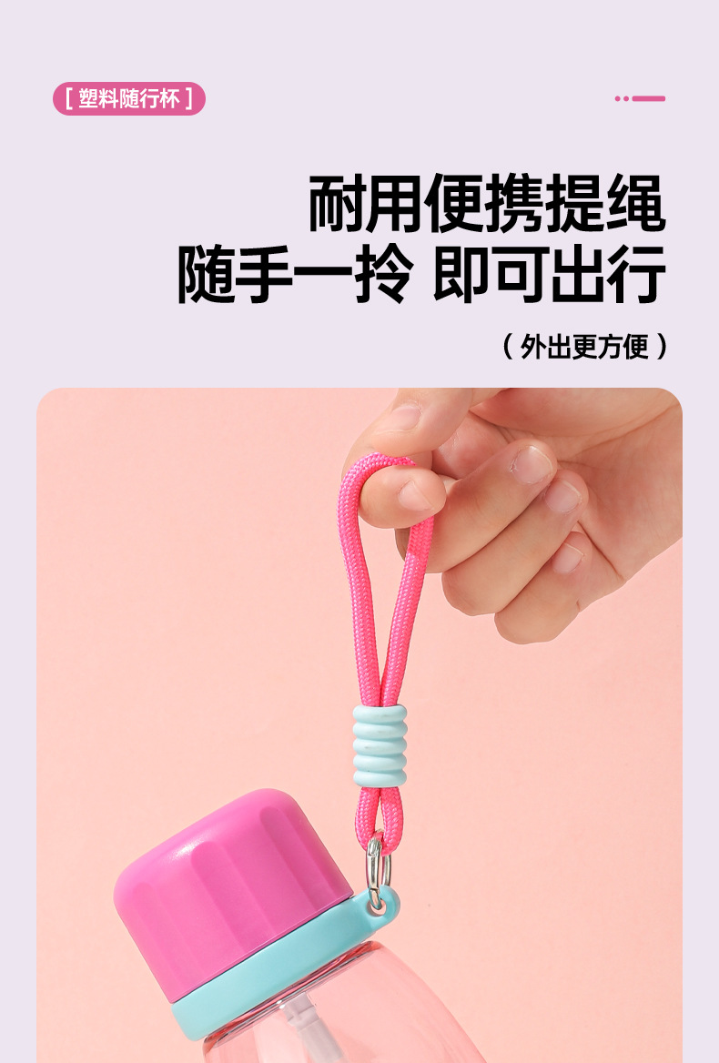J147- Portable Cup for Students, Double Drinking, High appearance level Plastic Cup, Large Capacity Water Cup, anti-drop, durable, portable Sports Water bottle detail image 4