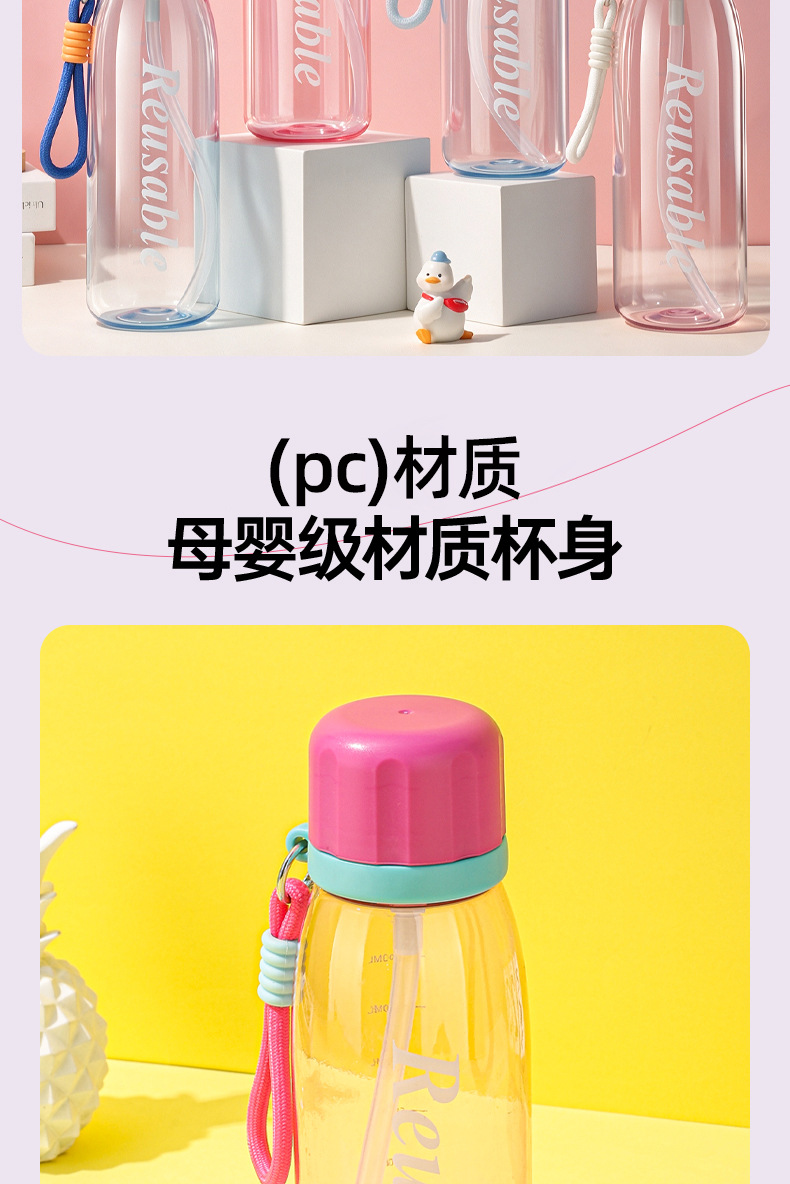 J147- Portable Cup for Students, Double Drinking, High appearance level Plastic Cup, Large Capacity Water Cup, anti-drop, durable, portable Sports Water bottle detail image 6