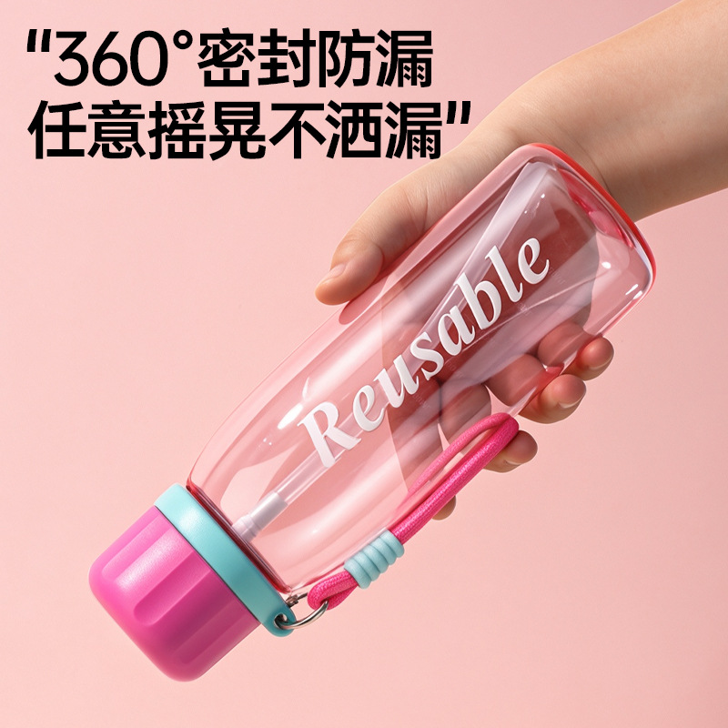 J147- Portable Cup for Students, Double Drinking, High appearance level Plastic Cup, Large Capacity Water Cup, anti-drop, durable, portable Sports Water bottle Specification image