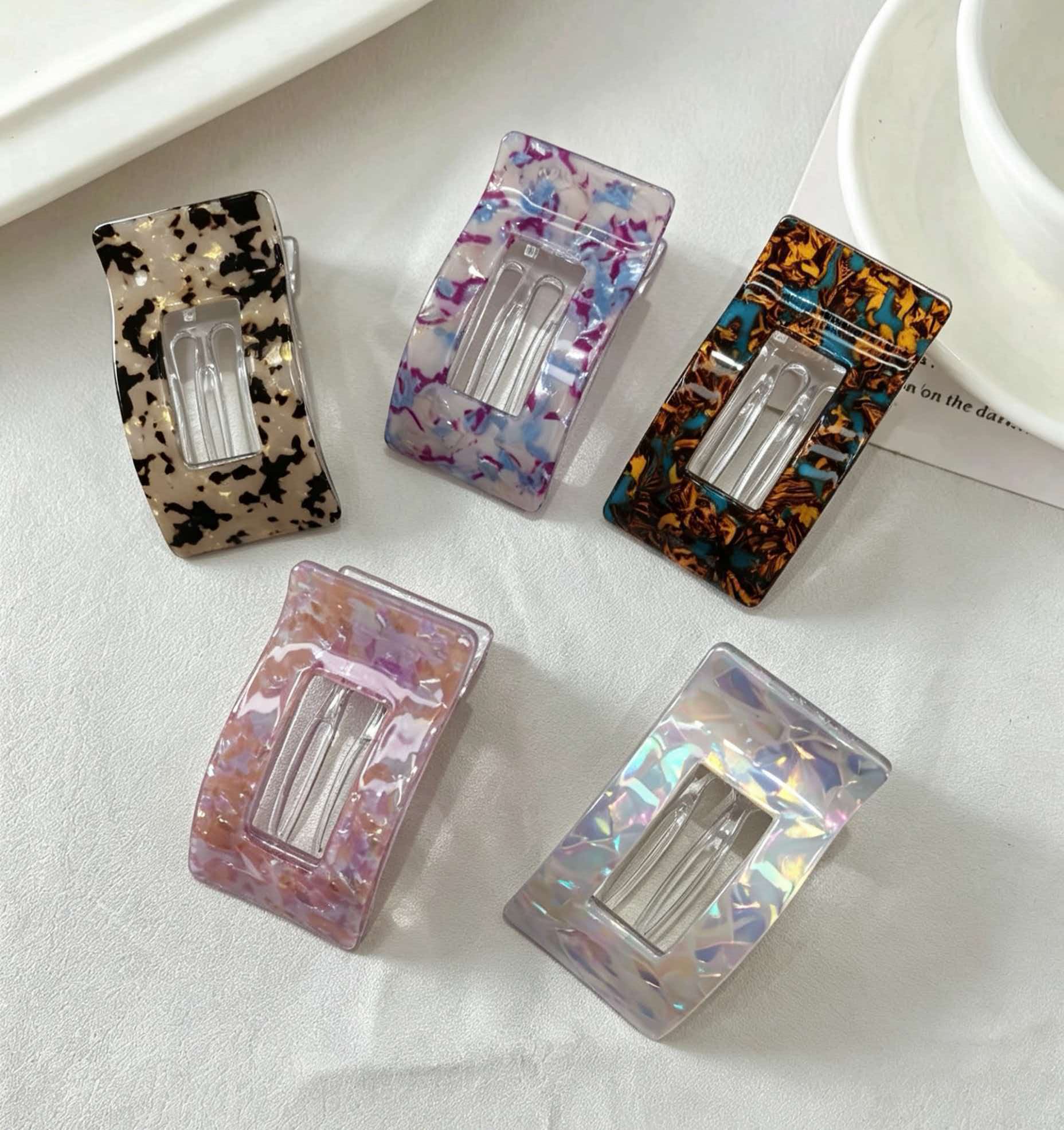 Practical lazy person's hair clip, simple and elegant Korean style, square horizontal clip, high-end style, large hair clip, flat clip