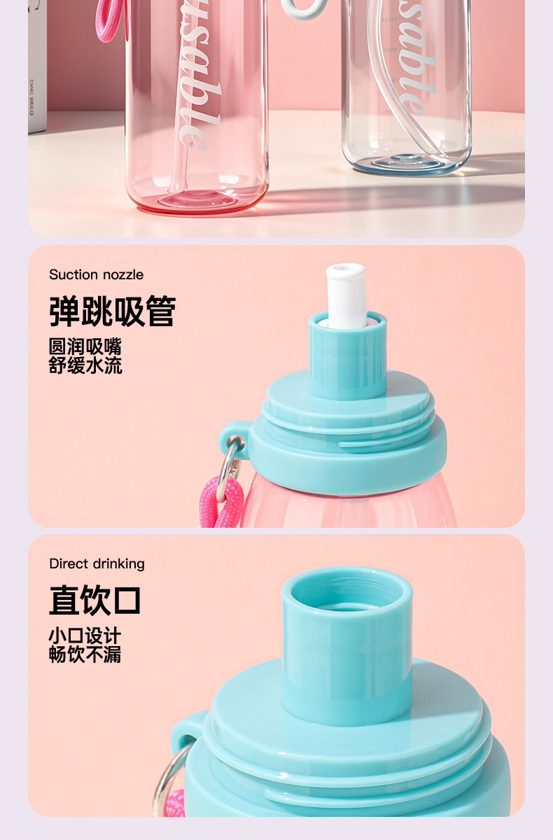 J147- Portable Cup for Students, Double Drinking, High appearance level Plastic Cup, Large Capacity Water Cup, anti-drop, durable, portable Sports Water bottle detail image 9