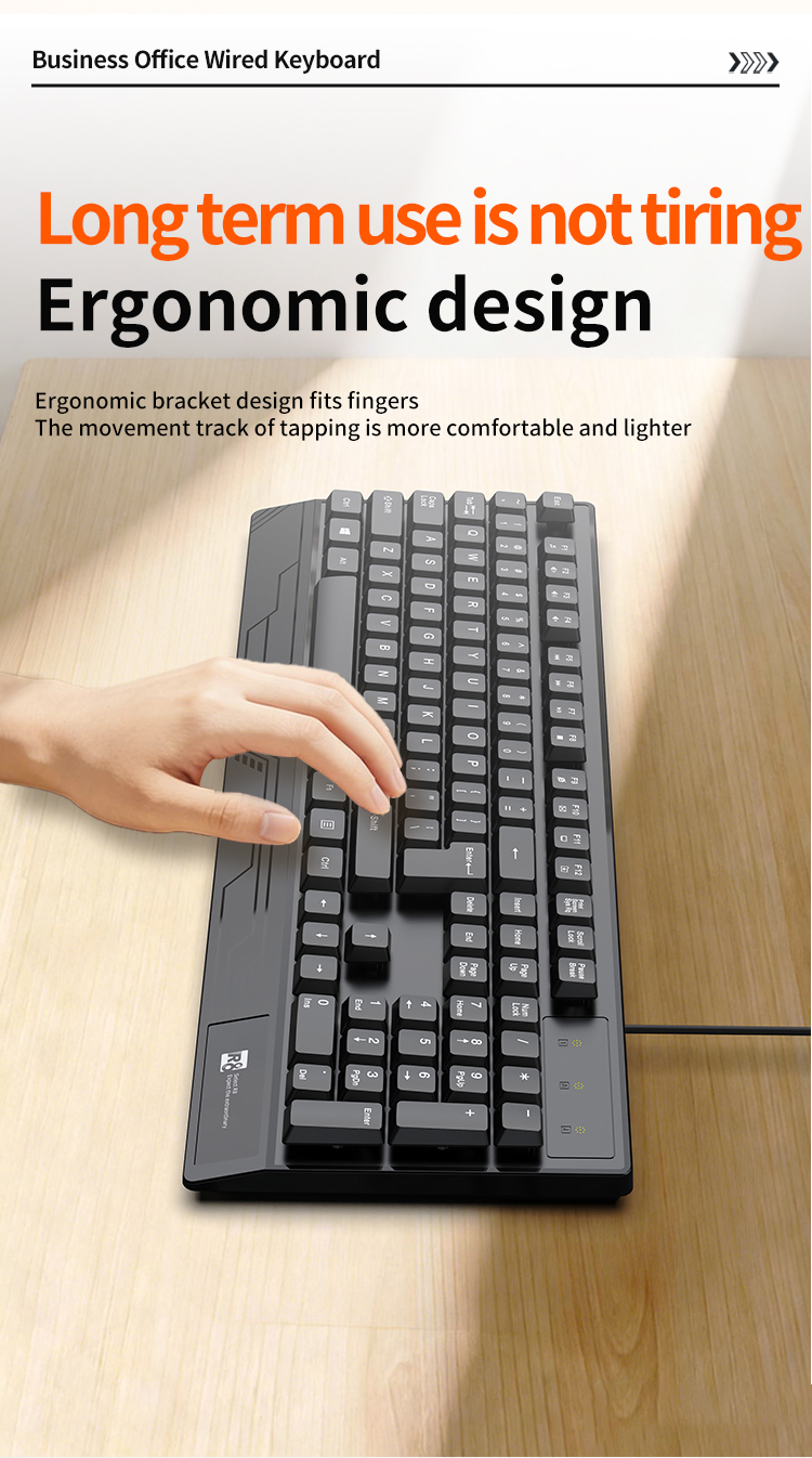 R8 black office keyboard, silent membrane keyboard, Arabic, Spanish and English in-stock keyboard and mouse pic 6