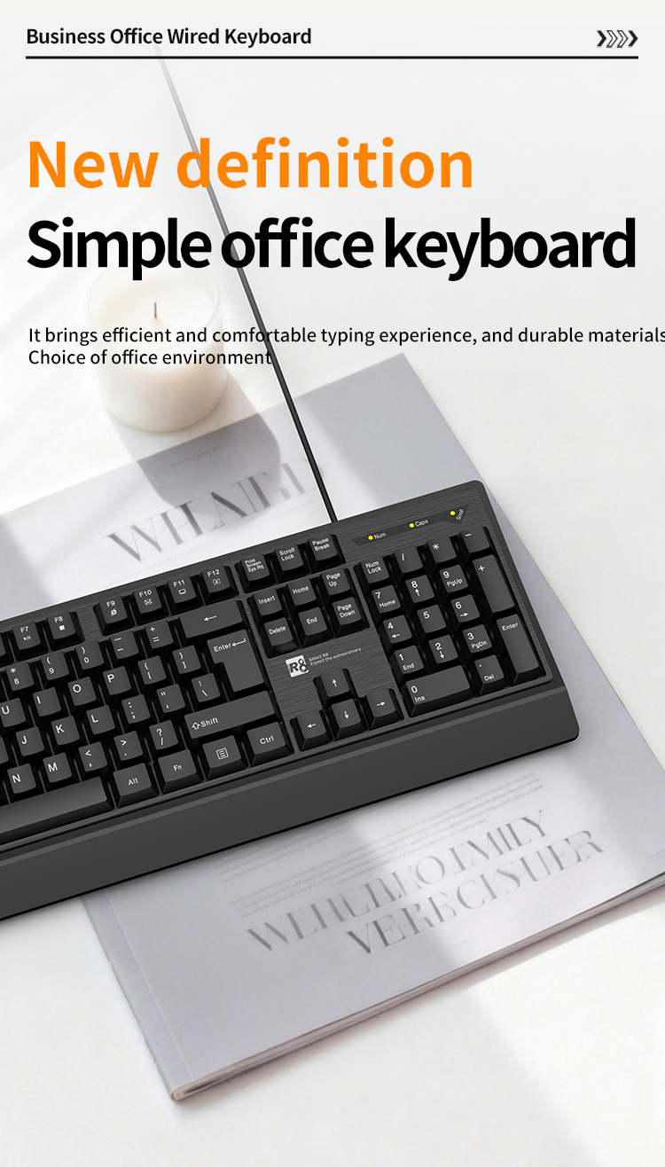 R8 Black Office Keyboard, game office multi-functional silent keyboard set computer accessories pic 7