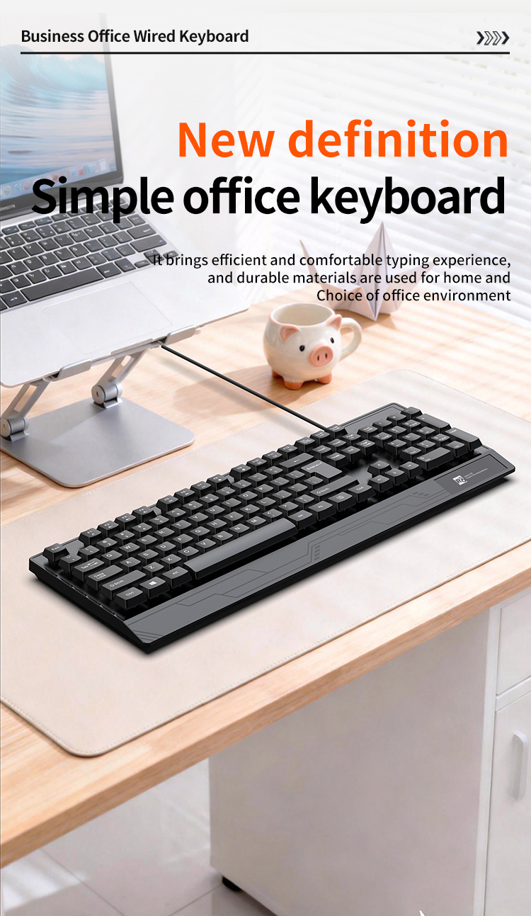R8 black office keyboard, silent membrane keyboard, Arabic, Spanish and English in-stock keyboard and mouse pic 7