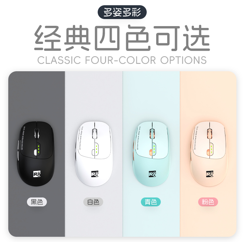 R8 Multi-color wireless + Bluetooth Flying Mouse is a high-quality dual-mode portable office and gaming mouse pic 3
