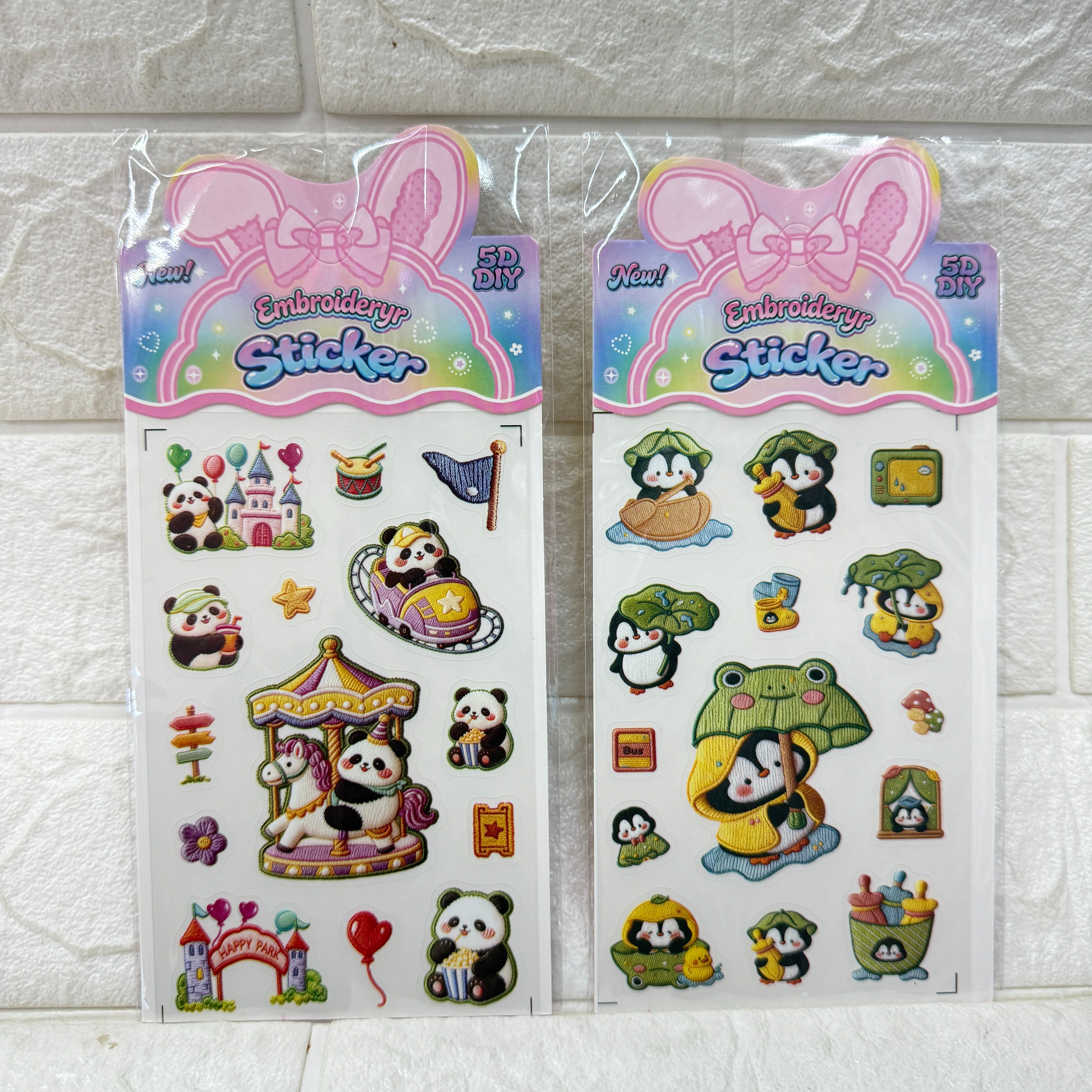 5D doll embroidery cartoon planner stickers, cartoon collage paintings, children's reward stickers, 3D stickers, diy stickers Item Picture
