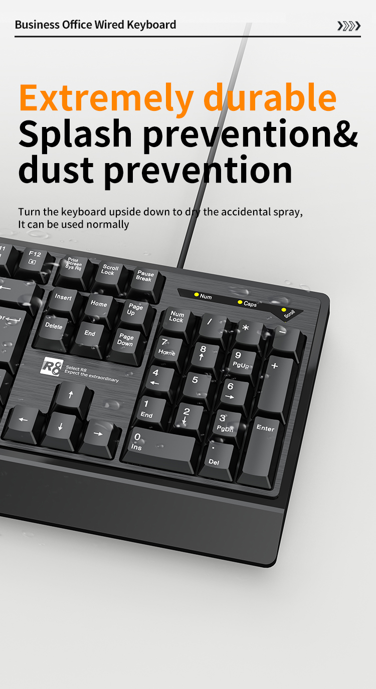 R8 Black Office Keyboard, game office multi-functional silent keyboard set computer accessories pic 5