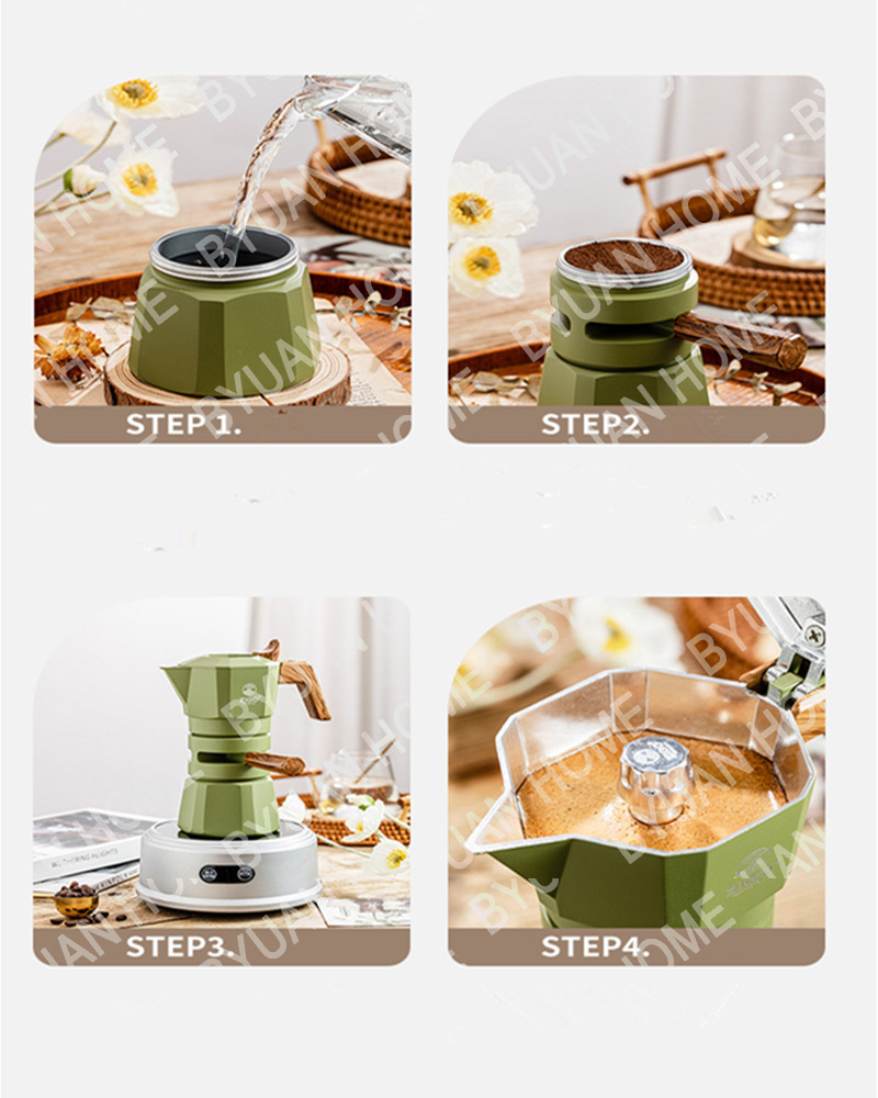 Temperature-controlled Mocha pot, double-valve, two-cup Italian coffee pot, hand-brewed coffee, home, outdoor and camping coffee pot, Mocha pot Item Picture