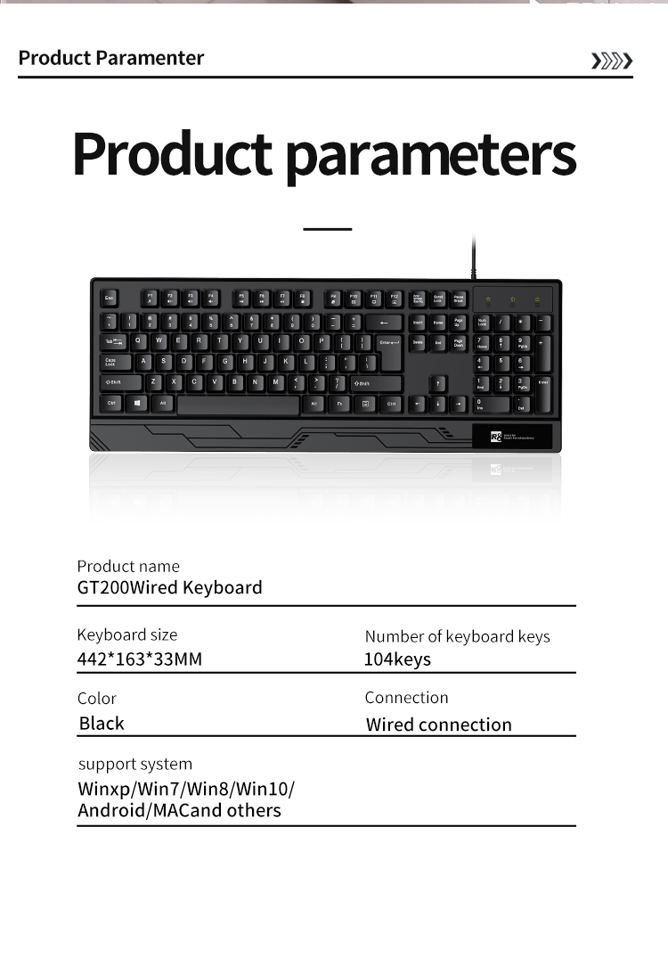 R8 black office keyboard, silent membrane keyboard, Arabic, Spanish and English in-stock keyboard and mouse pic 8