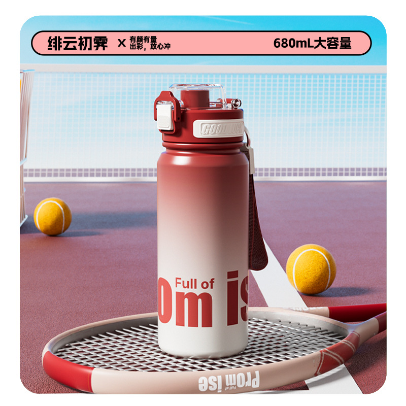 Y290-QXSD2191 New fashionable sports water cup, large capacity, high appearance level, portable straw gradient insulated cup Application Scenario
