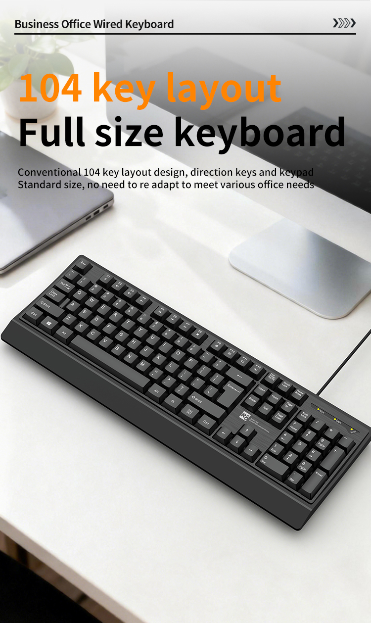 R8 Black Office Keyboard, game office multi-functional silent keyboard set computer accessories pic 3