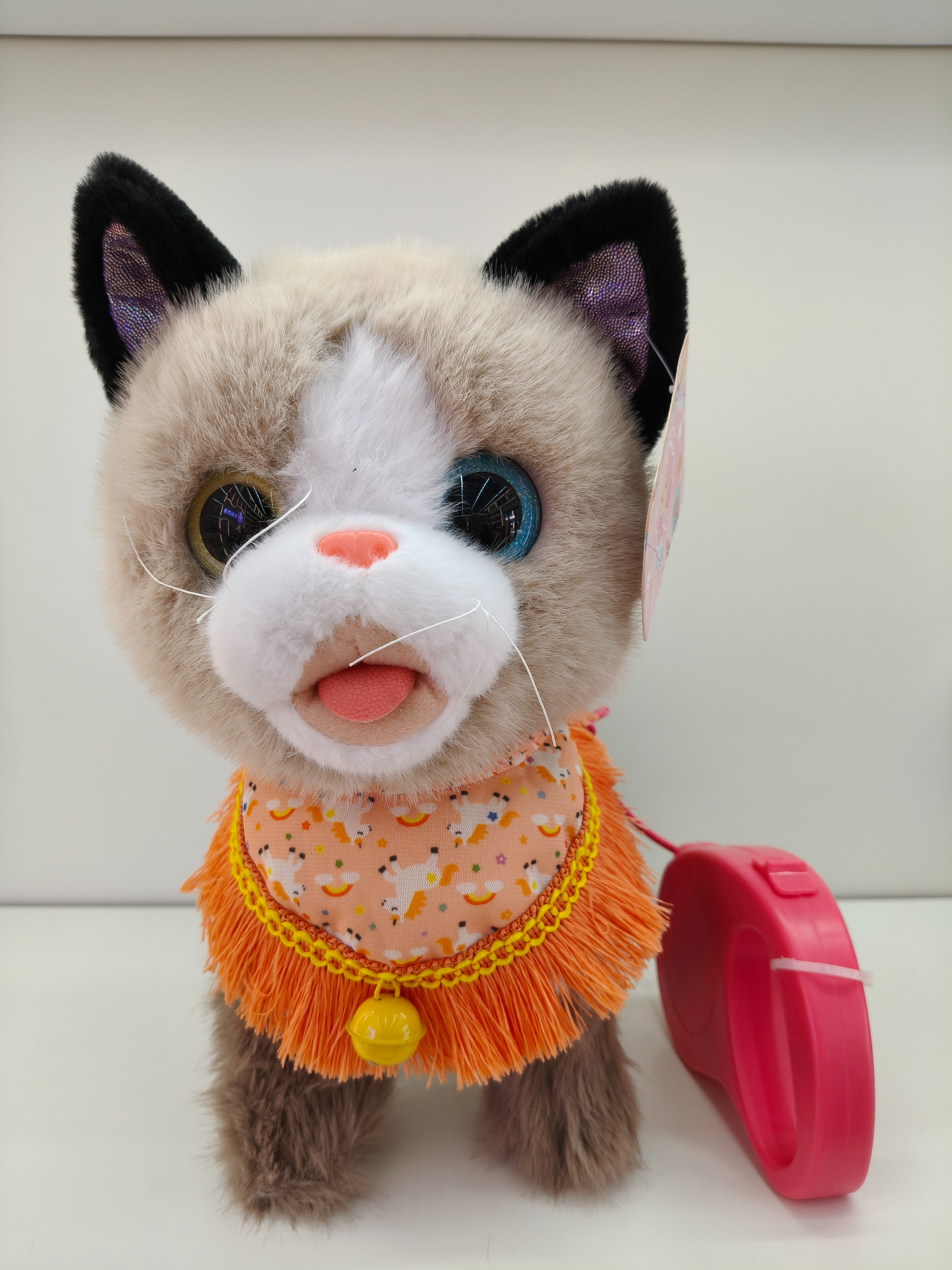 Ryo chai big eye series perro de juguete caminará llamará simulación de niños cachorro de peluche eléctrico con mango details Picture