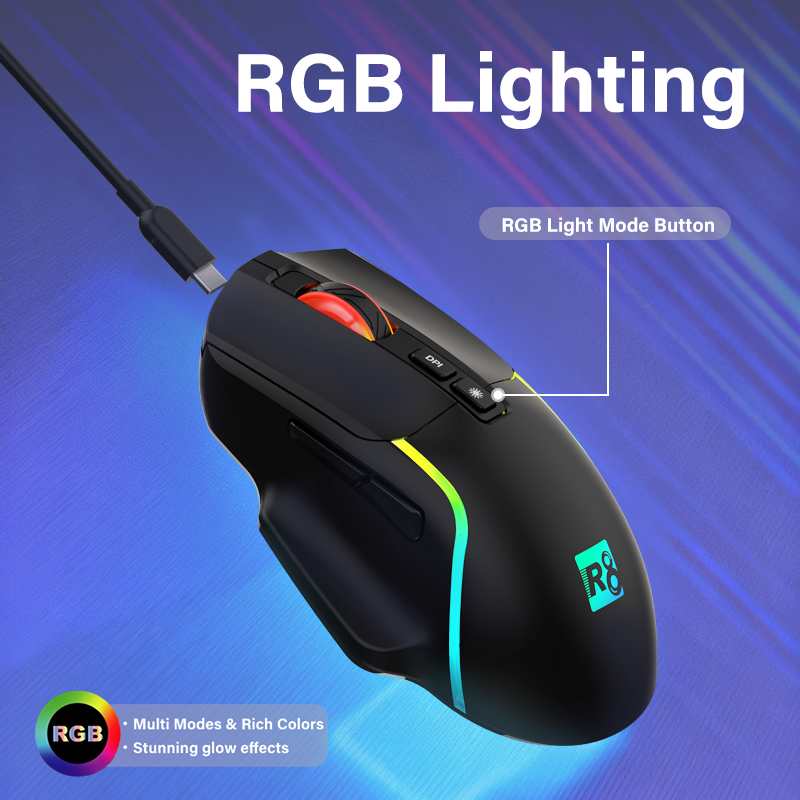 الفأرة الكهربائية المولدة للضوء من طراز R8 Specification image