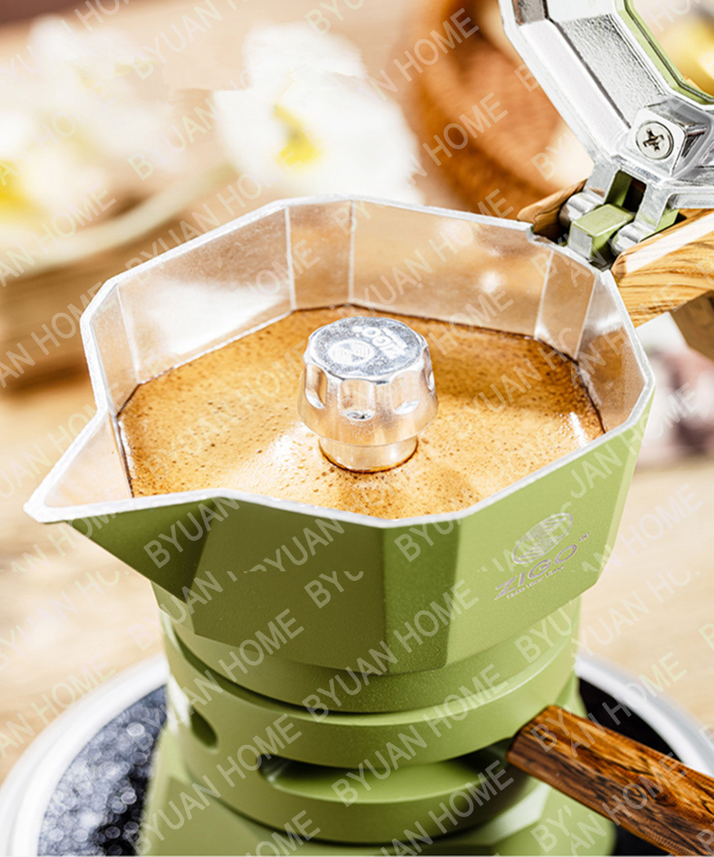 Temperature-controlled Mocha pot, double-valve, two-cup Italian coffee pot, hand-brewed coffee, home, outdoor and camping coffee pot, Mocha pot Specification image
