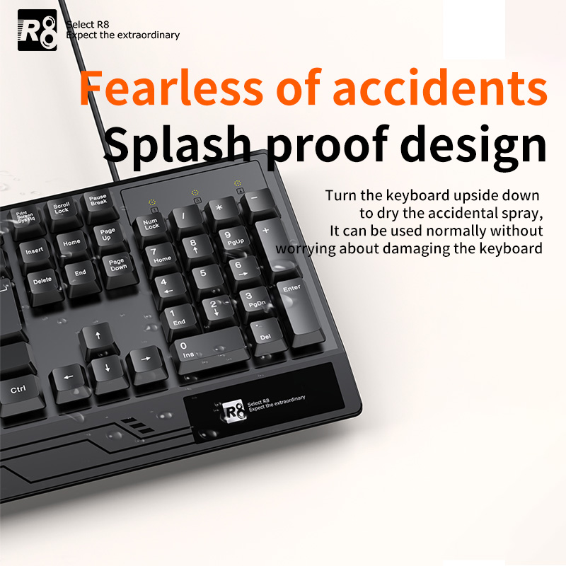 R8 black office keyboard, silent membrane keyboard, Arabic, Spanish and English in-stock keyboard and mouse Application Scenario