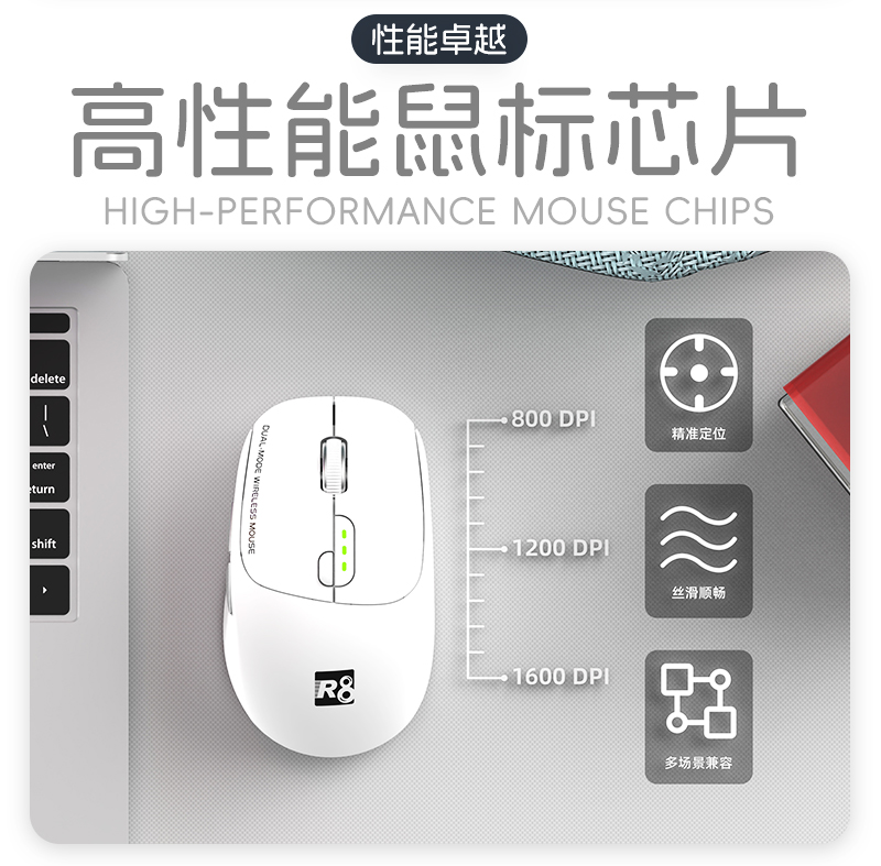 R8 Multi-color wireless + Bluetooth Flying Mouse is a high-quality dual-mode portable office and gaming mouse pic 7