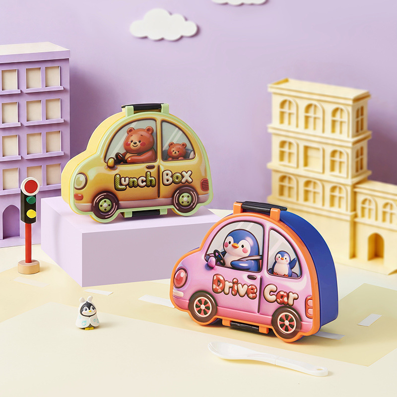 M04-6839 nueva llegada niños lindo dibujos animados split compartimento PP accesorios caja bento caja puede ser calentado por microondas details Picture