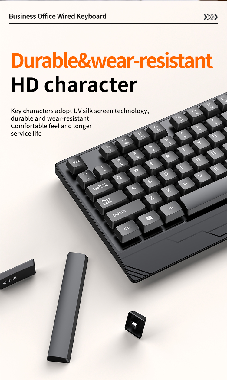 R8 black office keyboard, silent membrane keyboard, Arabic, Spanish and English in-stock keyboard and mouse pic 4