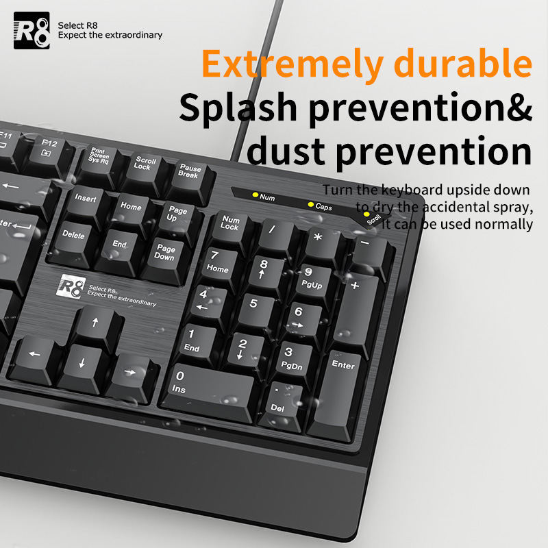 R8 Black Office Keyboard, game office multi-functional silent keyboard set computer accessories Application Scenario