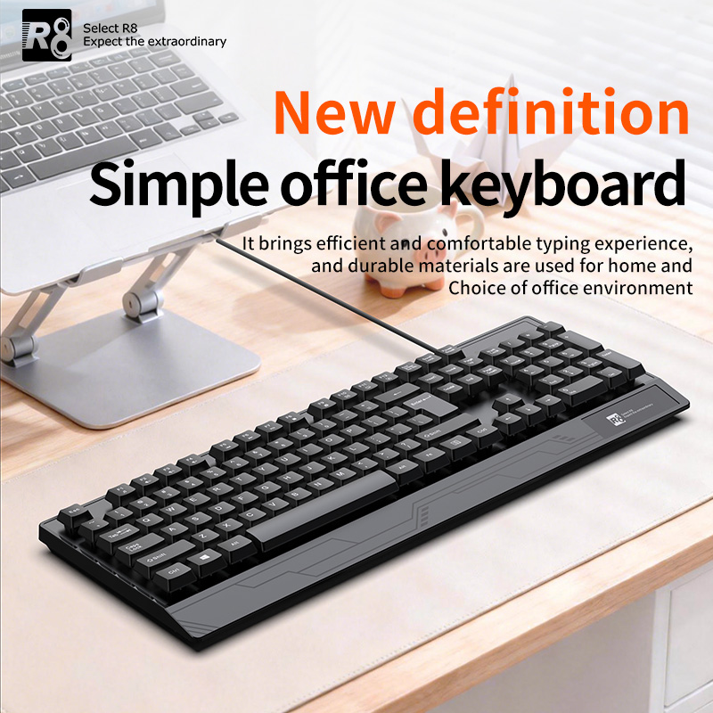 R8 black office keyboard, silent membrane keyboard, Arabic, Spanish and English in-stock keyboard and mouse Item Picture