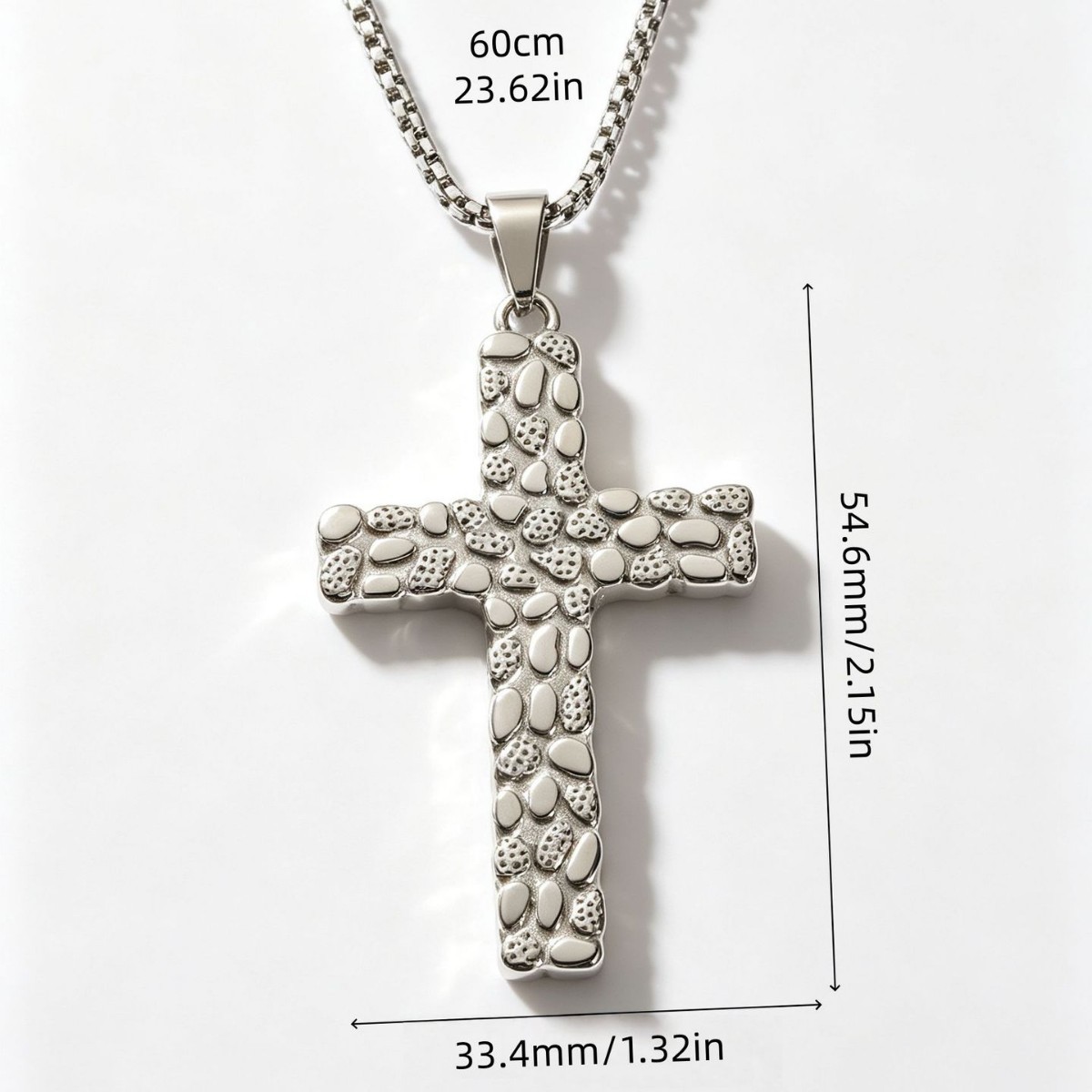 Stainless steel three-dimensional texture cross necklace with concave and convex texture polishing, exquisite and versatile daily pendant necklace, unisex Item Picture