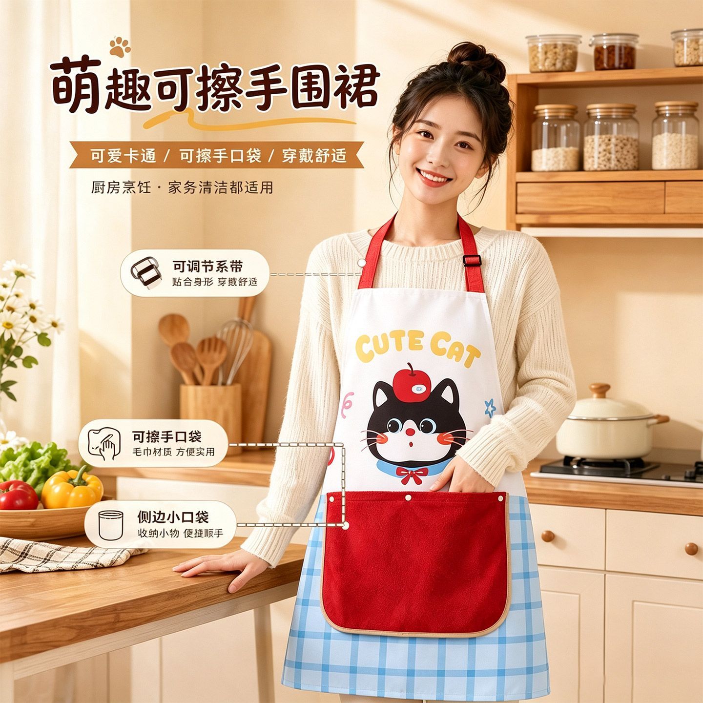 围裙厨房家用可擦2026新款防油防水围腰罩衣女高颜值年轻做饭详情9