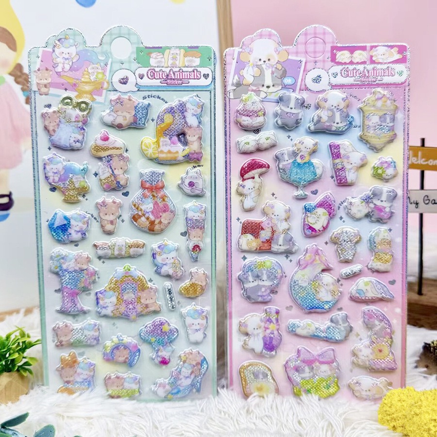 闪光浮雕立体贴纸泡泡贴 可爱动物儿童立体3D贴纸奖励贴泡棉贴