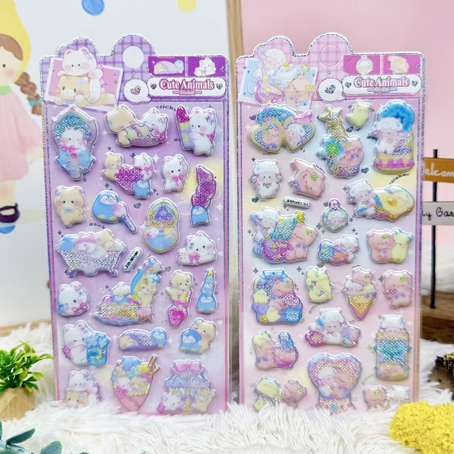 Flash relief 3D stickers, bubble stickers, cute animals, children's 3D stickers, reward stickers, foam stickers details Picture