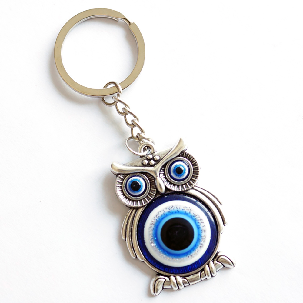 Owl-shaped accessory hanging strap with blue devil's eye pattern Greek Cypriot keychain souvenir custom Siyao evileyes details Picture